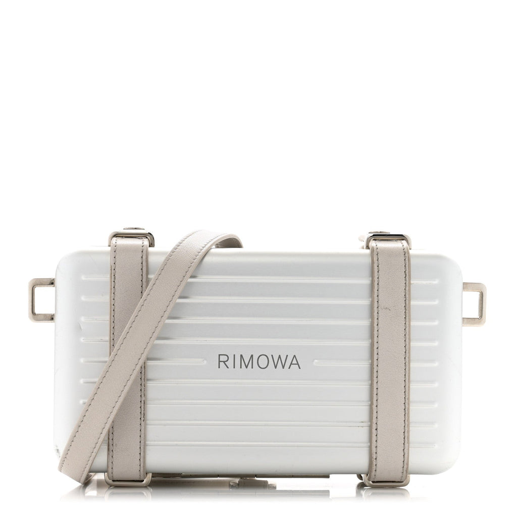 X RIMOWA Aluminum Personal Clutch On Strap Silver