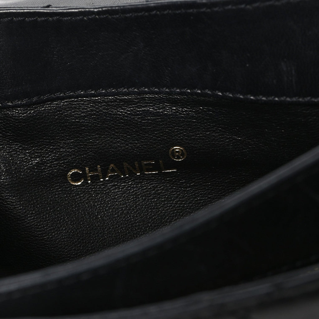 Lambskin Quilted CC Flap Shoulder Bag Black