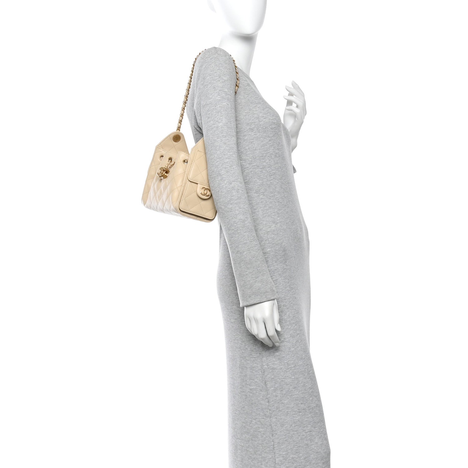 Caviar Quilted Mini Chanel 25 Handbag Beige