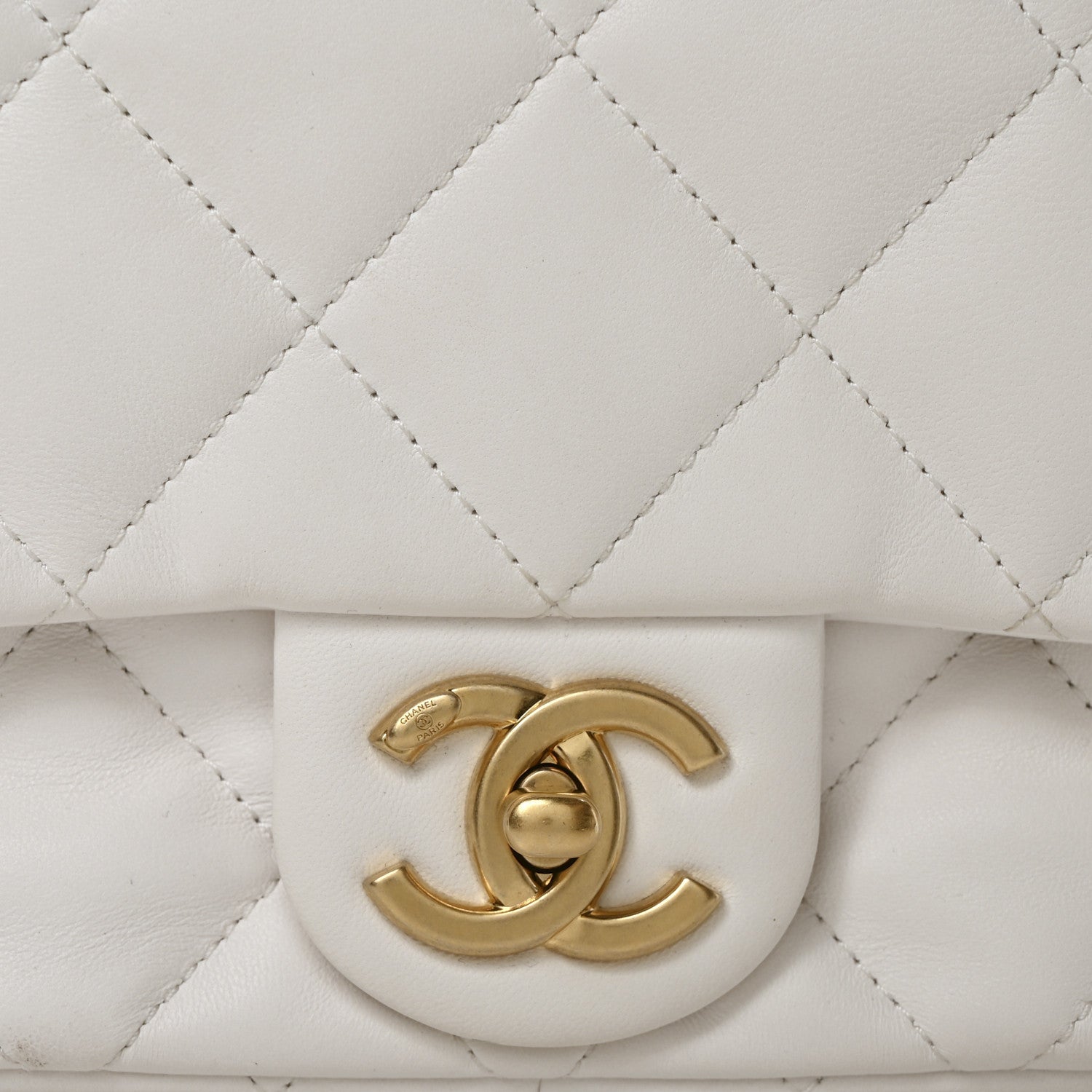 Lambskin Quilted Flap White