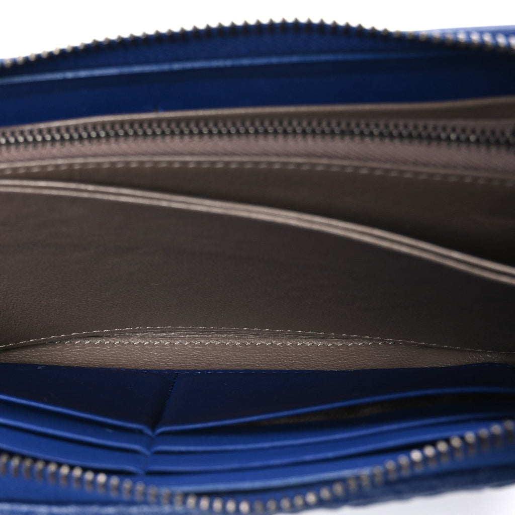 Nappa Intrecciato Zip Around Wallet Cobalt