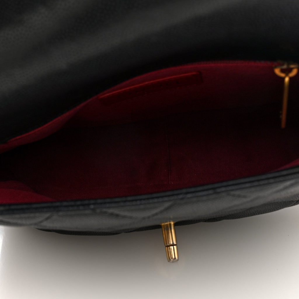 Caviar Quilted Small Twist Your Buttons Flap Black