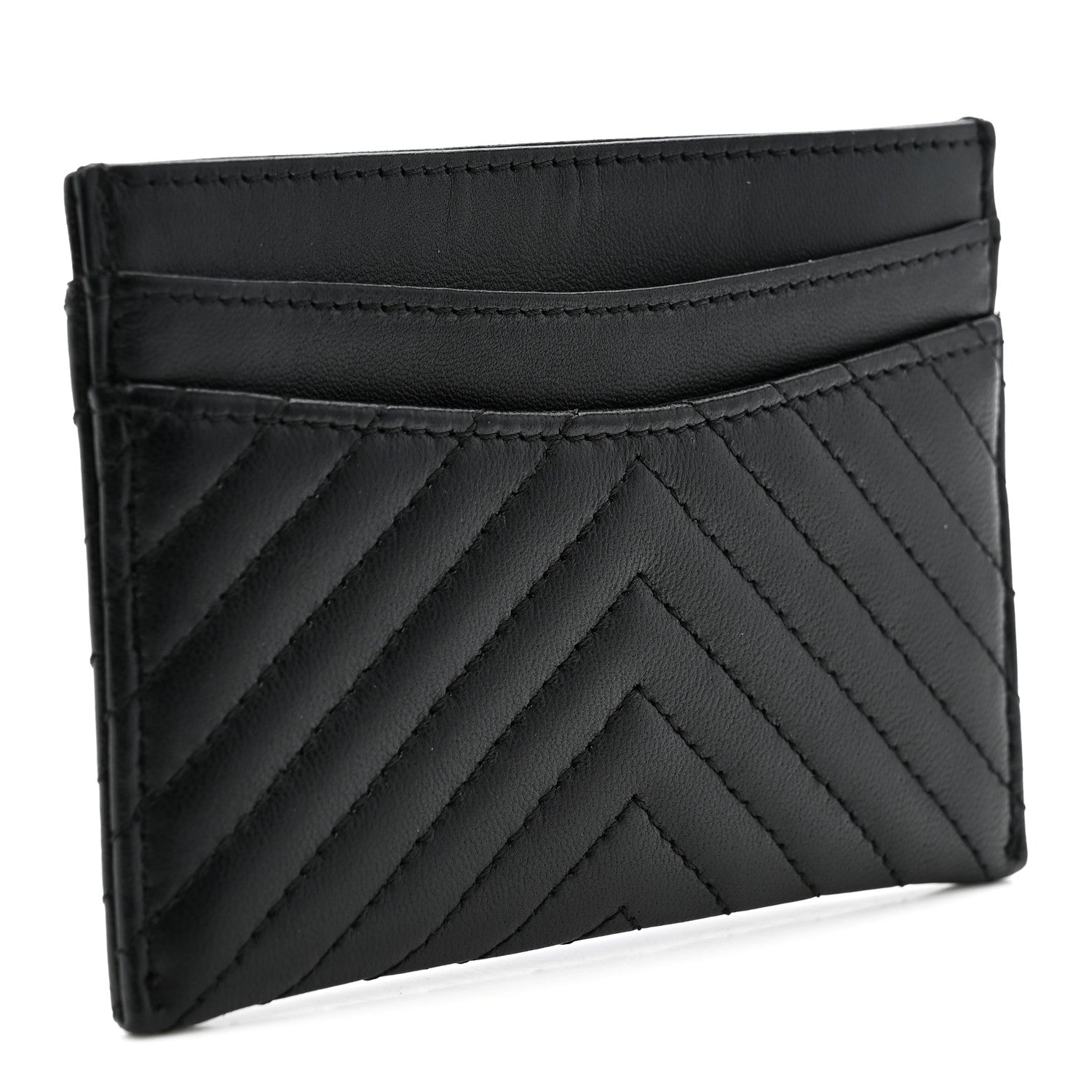 Lambskin Chevron Quilted  Holder So Black