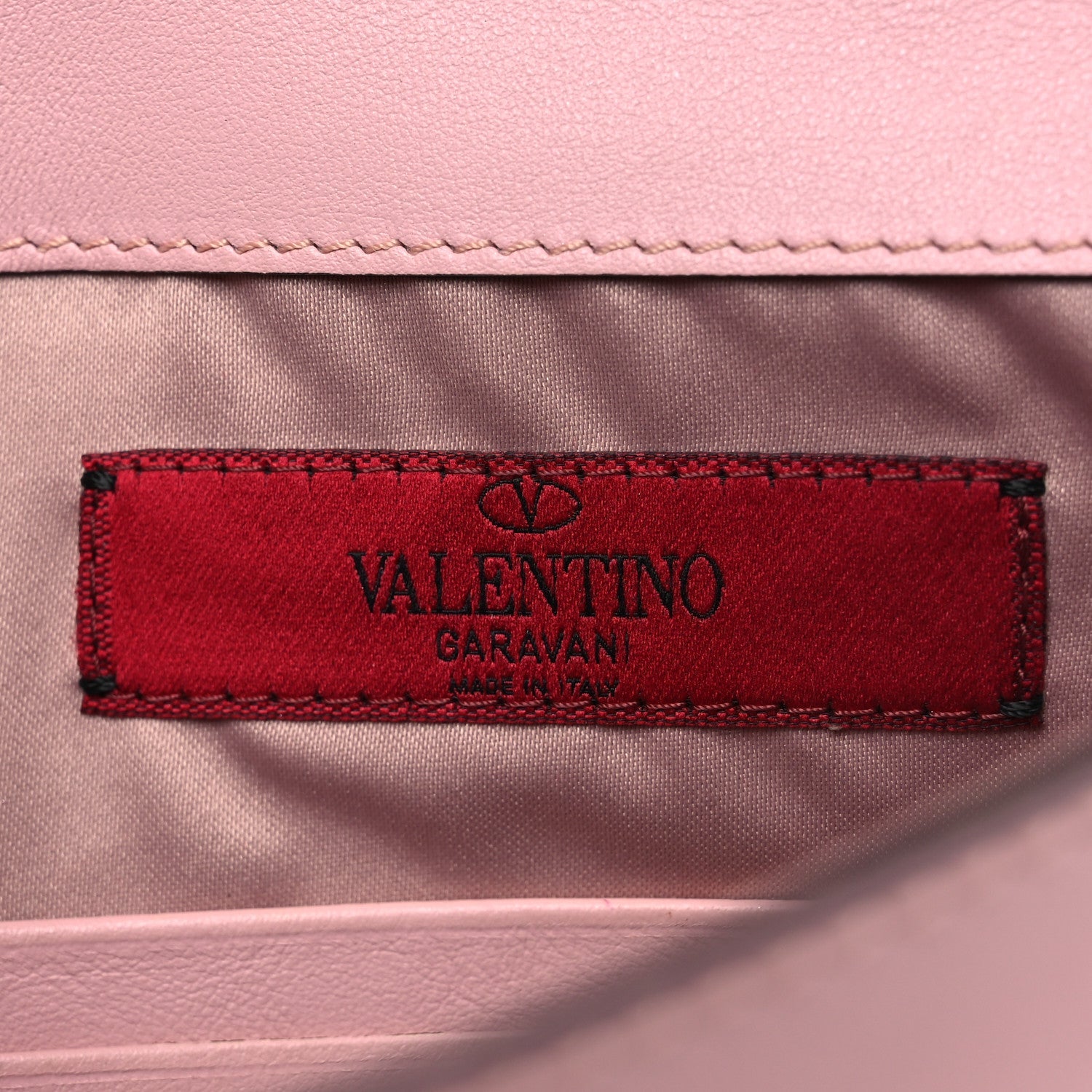 Pebbled Calfskin Large Rockstud Envelope Clutch Water Rose
