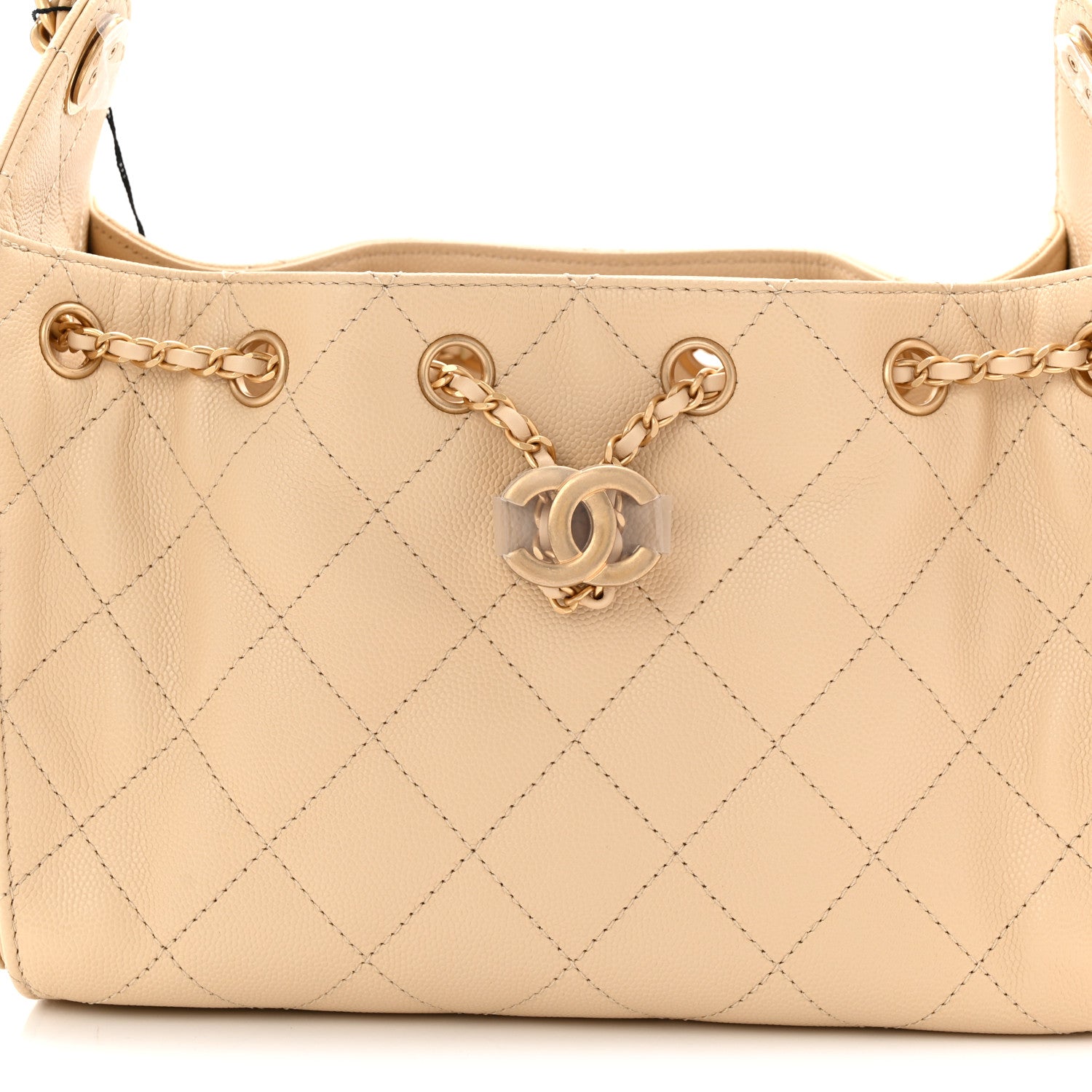 Caviar Quilted Mini Chanel 25 Handbag Beige