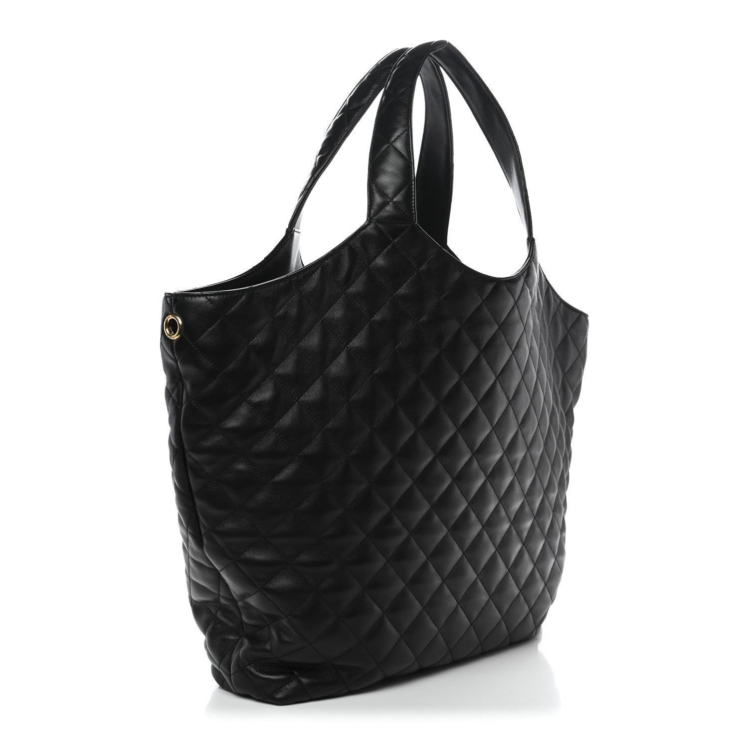 Lambskin Quilted Maxi Icare Shopping Tote Black