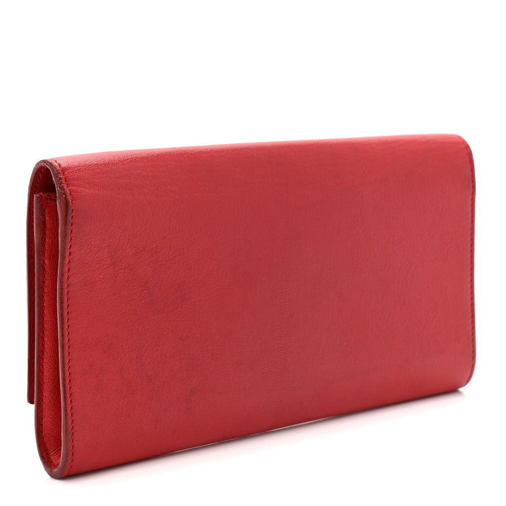 Textured Calfskin Monogram Small Belle De Jour Clutch Red