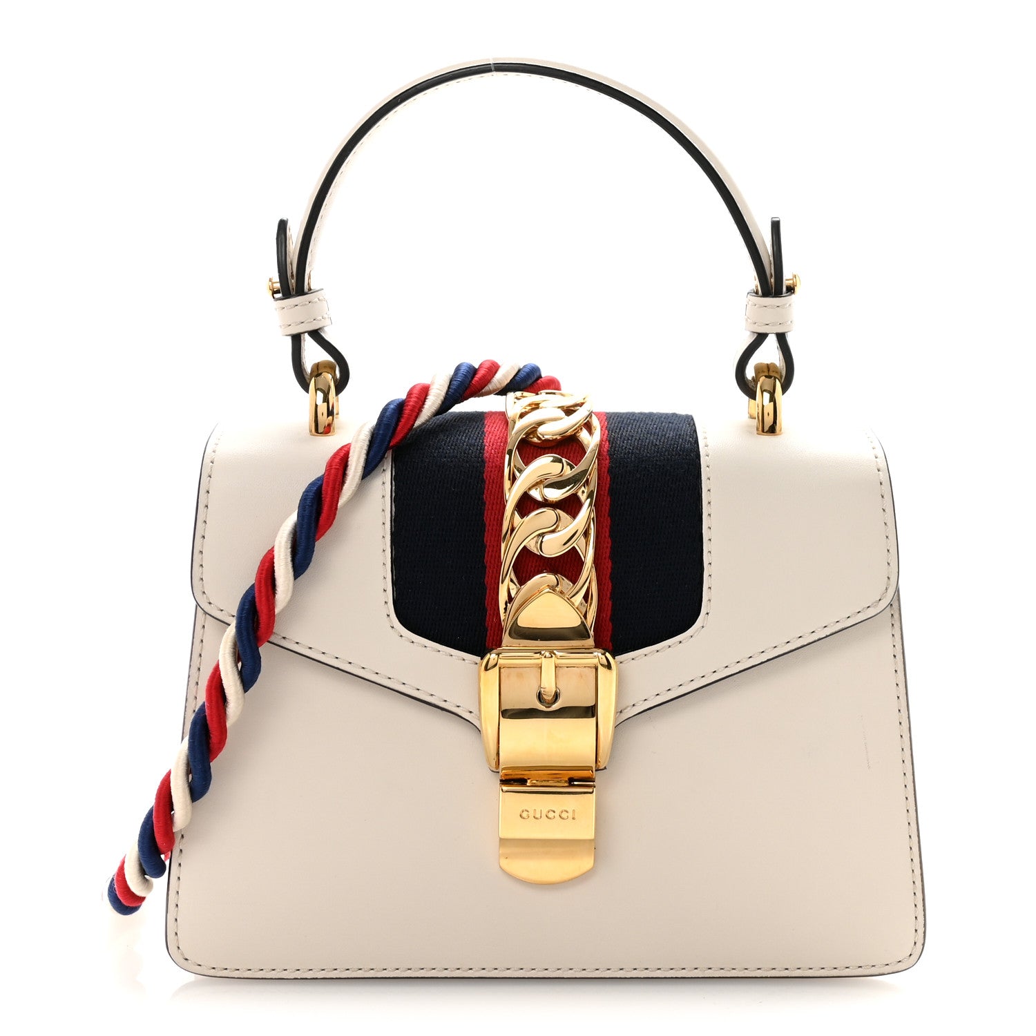 Calfskin Mini Sylvie Top Handle Bag White
