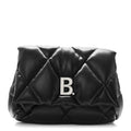 Nappa Calfskin Quilted Touch B Puffy Clutch Black