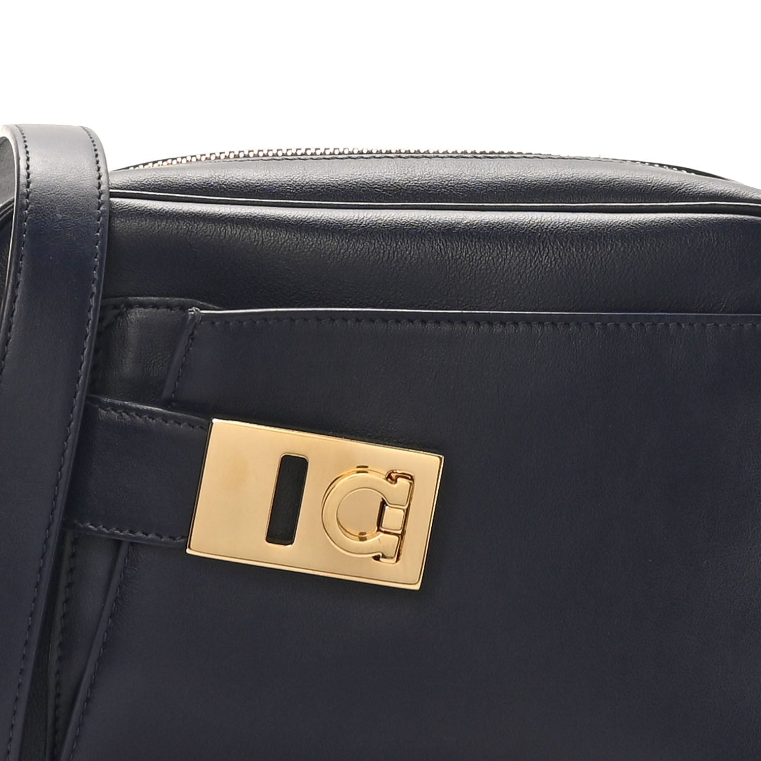 Calfskin Gancio Small Camera Case Navy