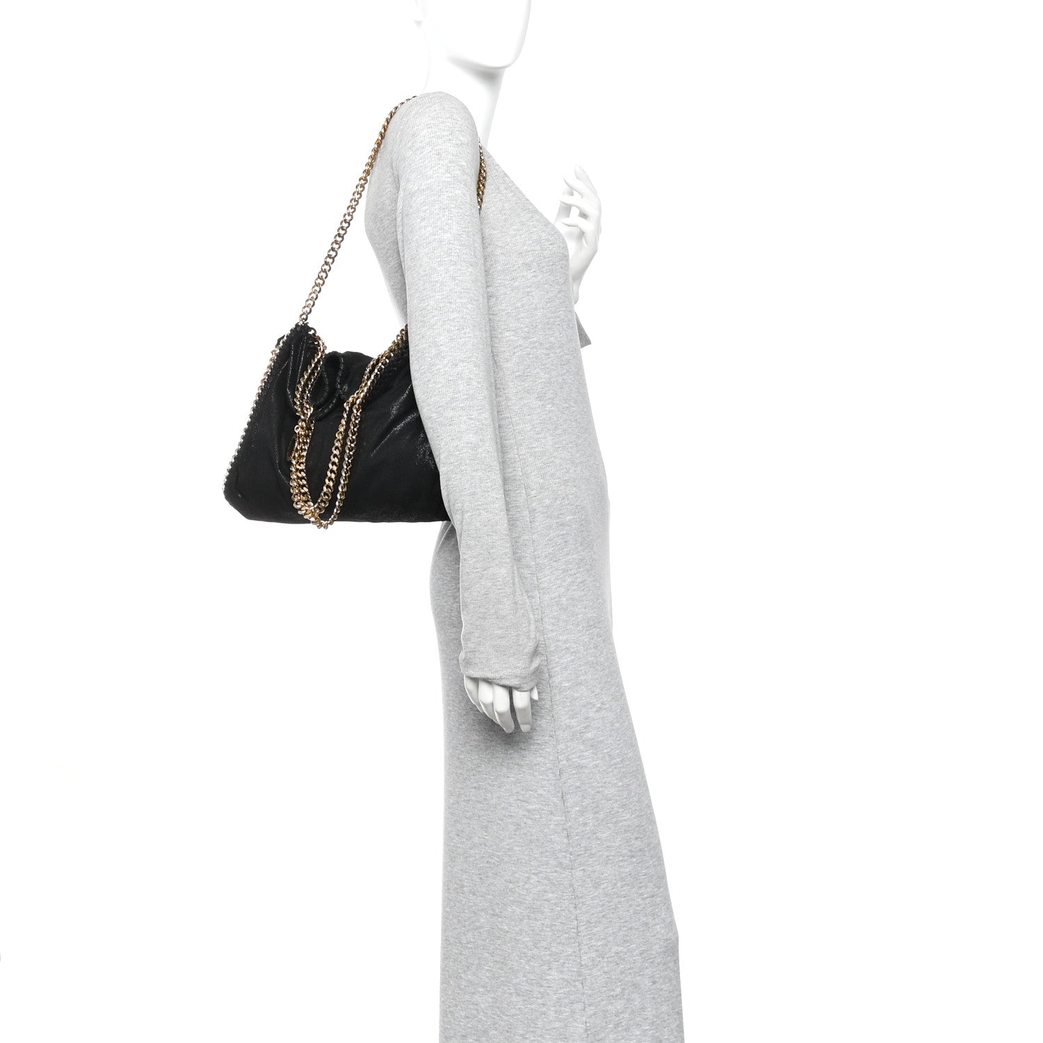 Shaggy Deer Small Falabella Fold Over Tote Black