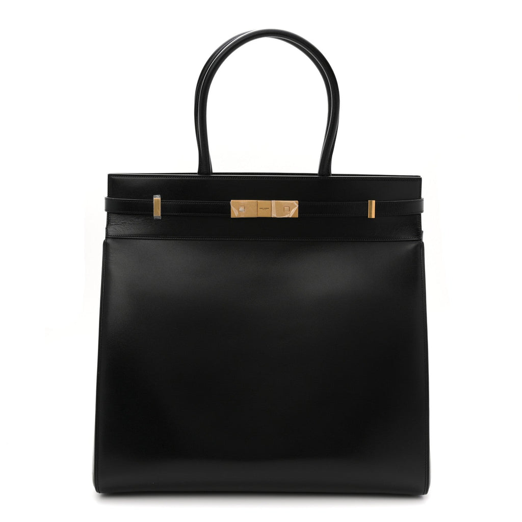 Smooth Calfskin Manhattan North South Shopper Tote Black