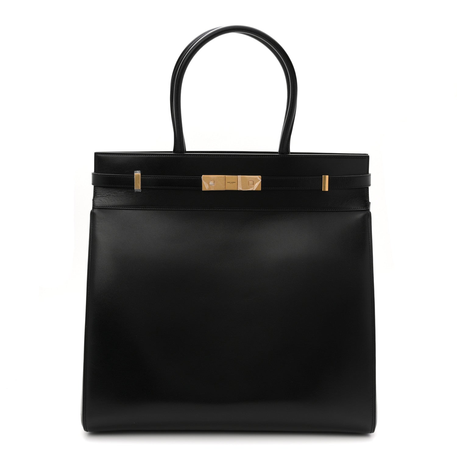 Smooth Calfskin Manhattan North South Shopper Tote Black