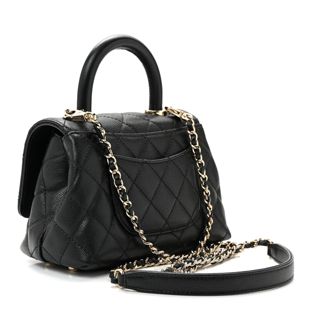 Caviar Quilted Extra Mini Coco Handle Flap Black