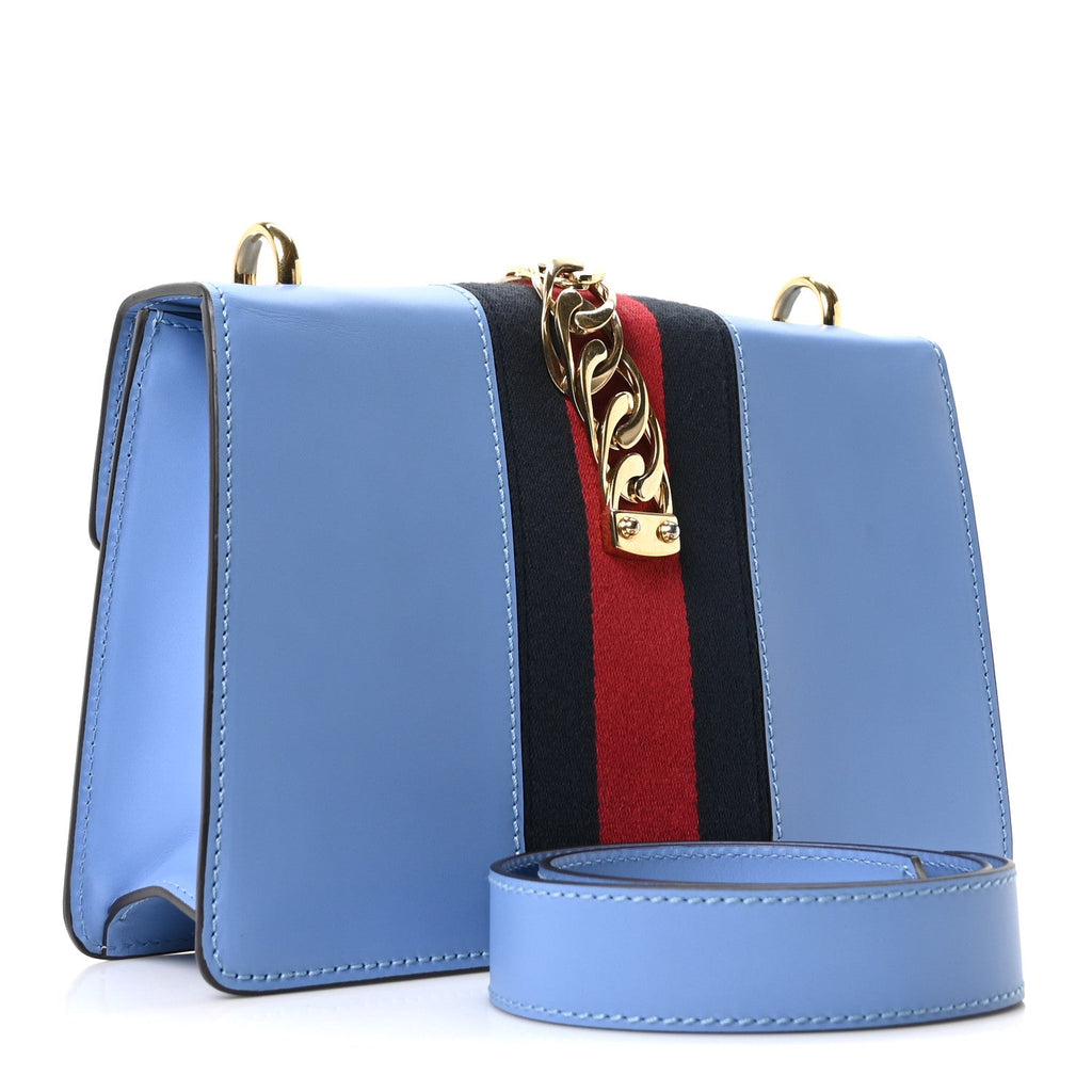 Calfskin Small Sylvie Shoulder Bag Clear Sky Blue