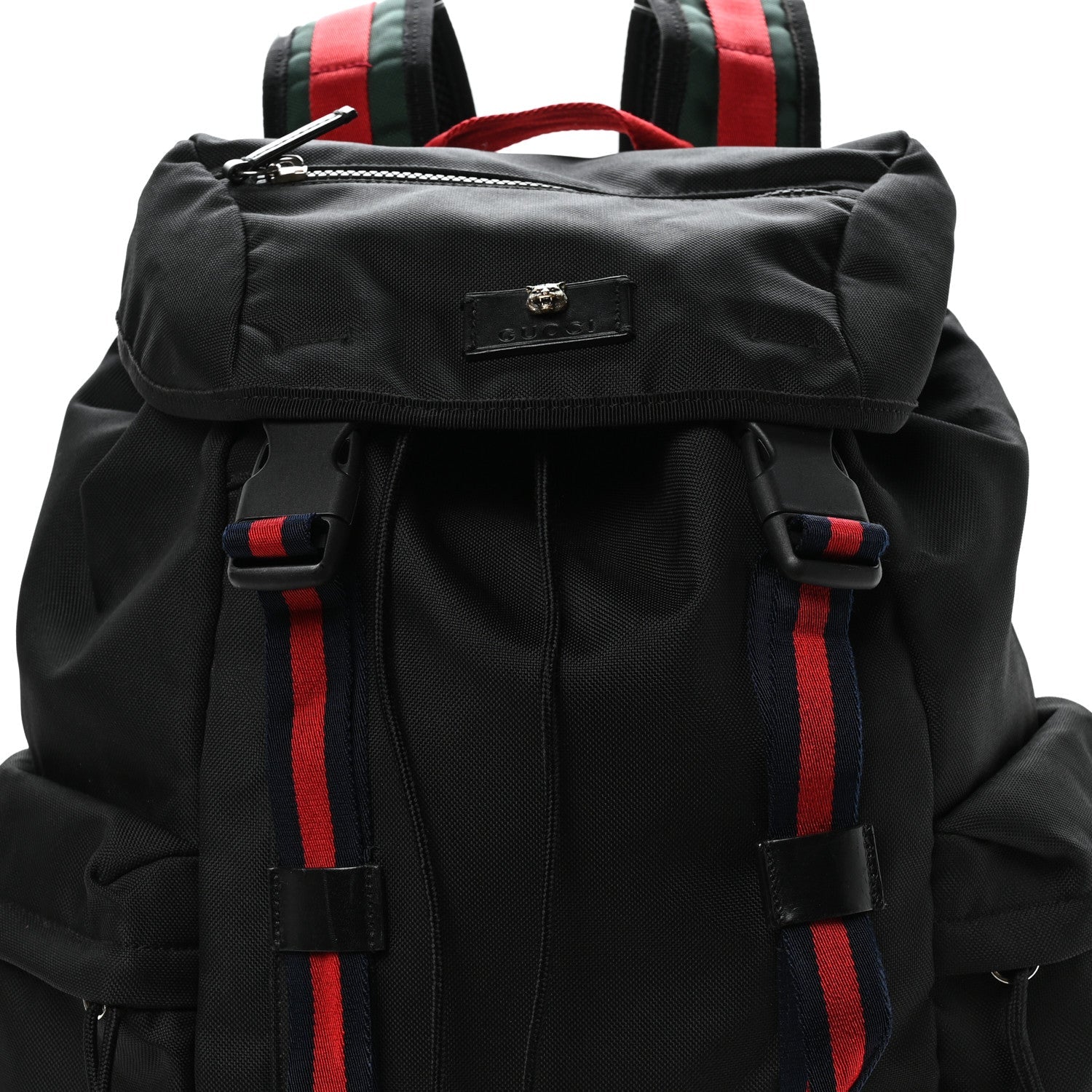 Techno Canvas Web Double Buckle Backpack Black
