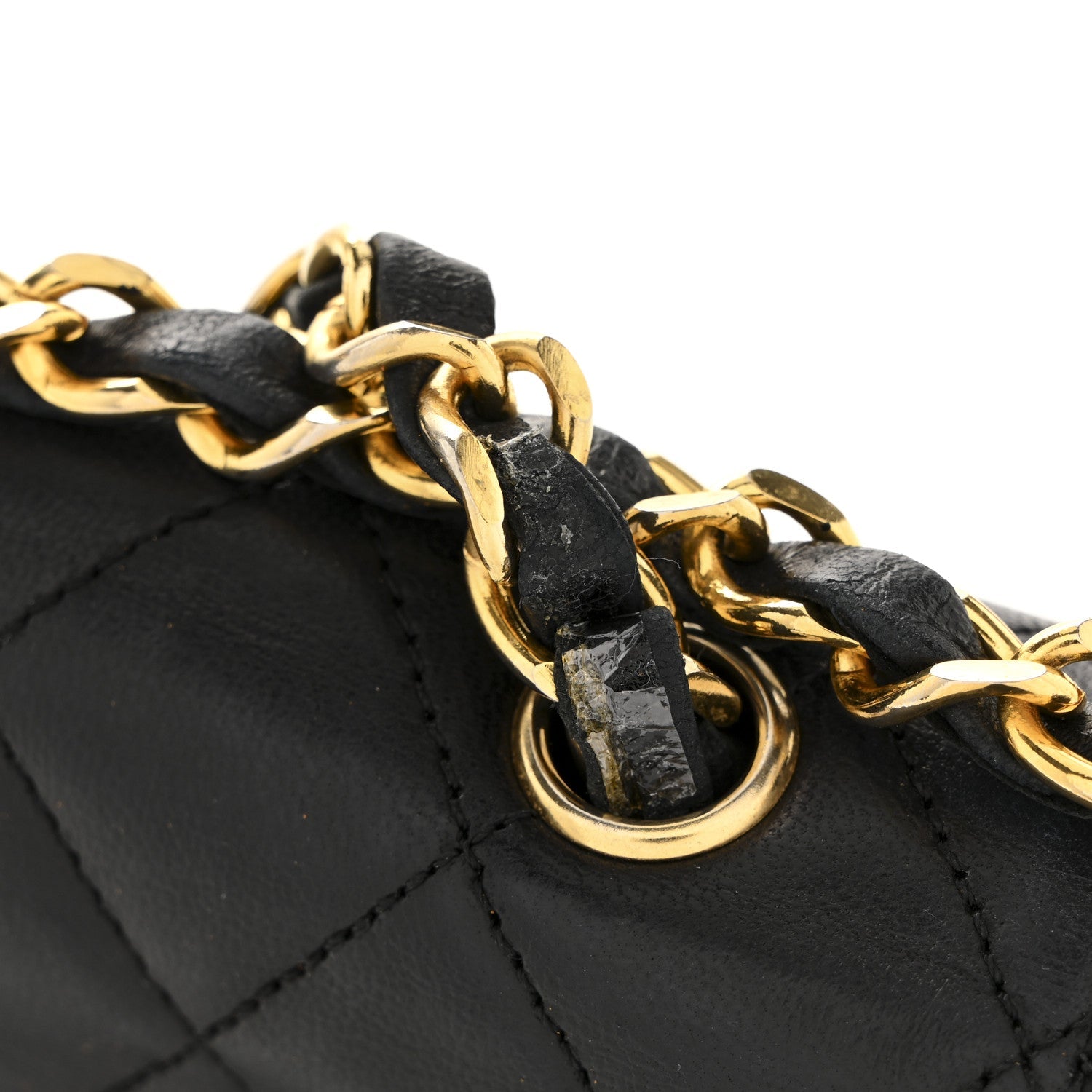 Lambskin Quilted Half Moon Flap Black