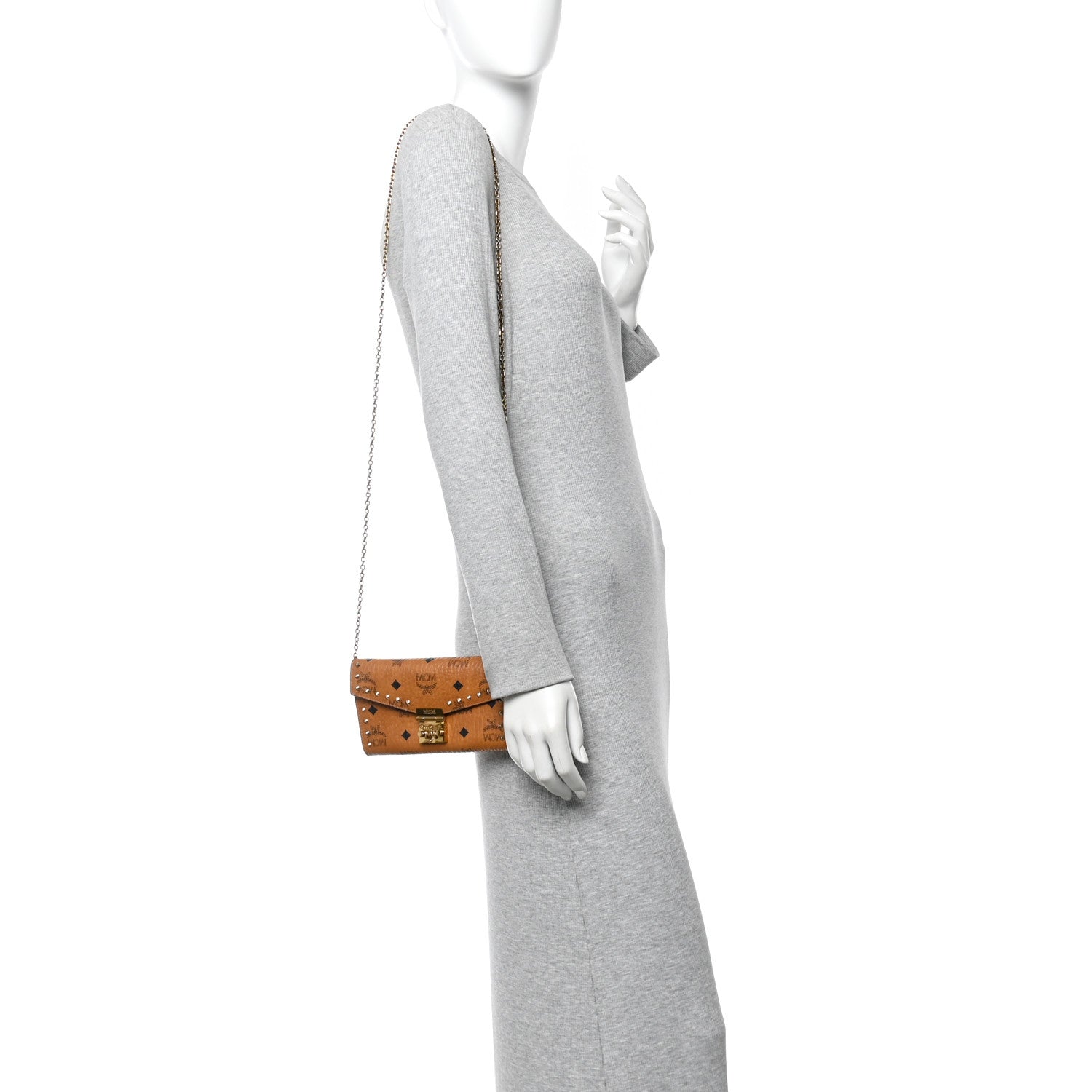 Visetos Studded Patricia Wallet On Chain Cognac