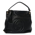 Pebbled Calfskin Large Soho Hobo Black
