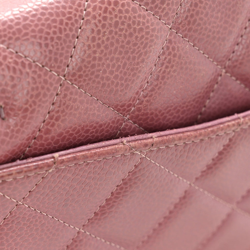 Caviar Quilted Clutch With Chain Flap Purple
