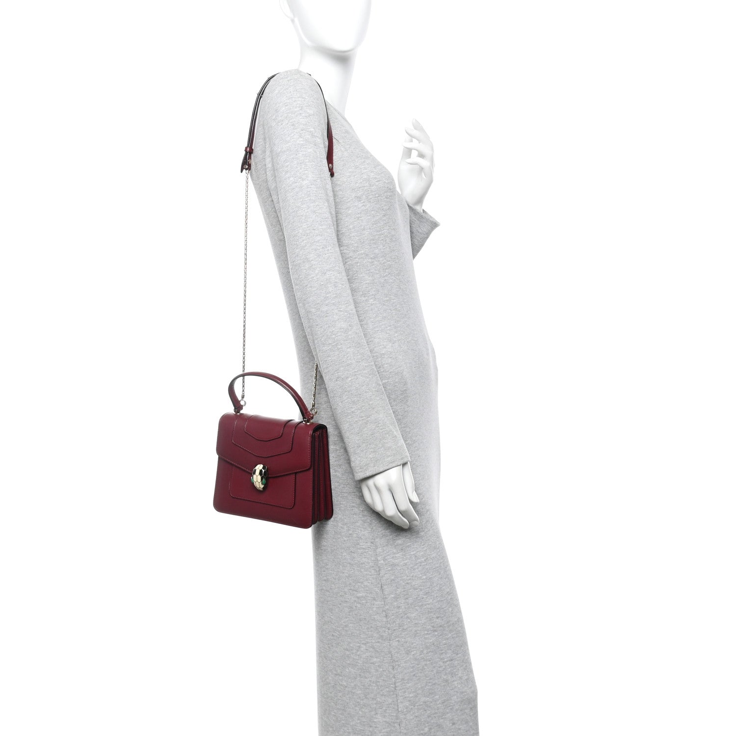 Calfskin Serpenti Forever Top Handle Burgundy