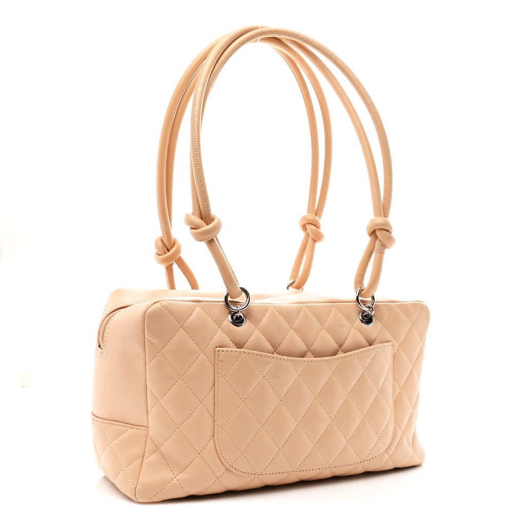 Calfskin Quilted Cambon Quilted Large Bowler Beige