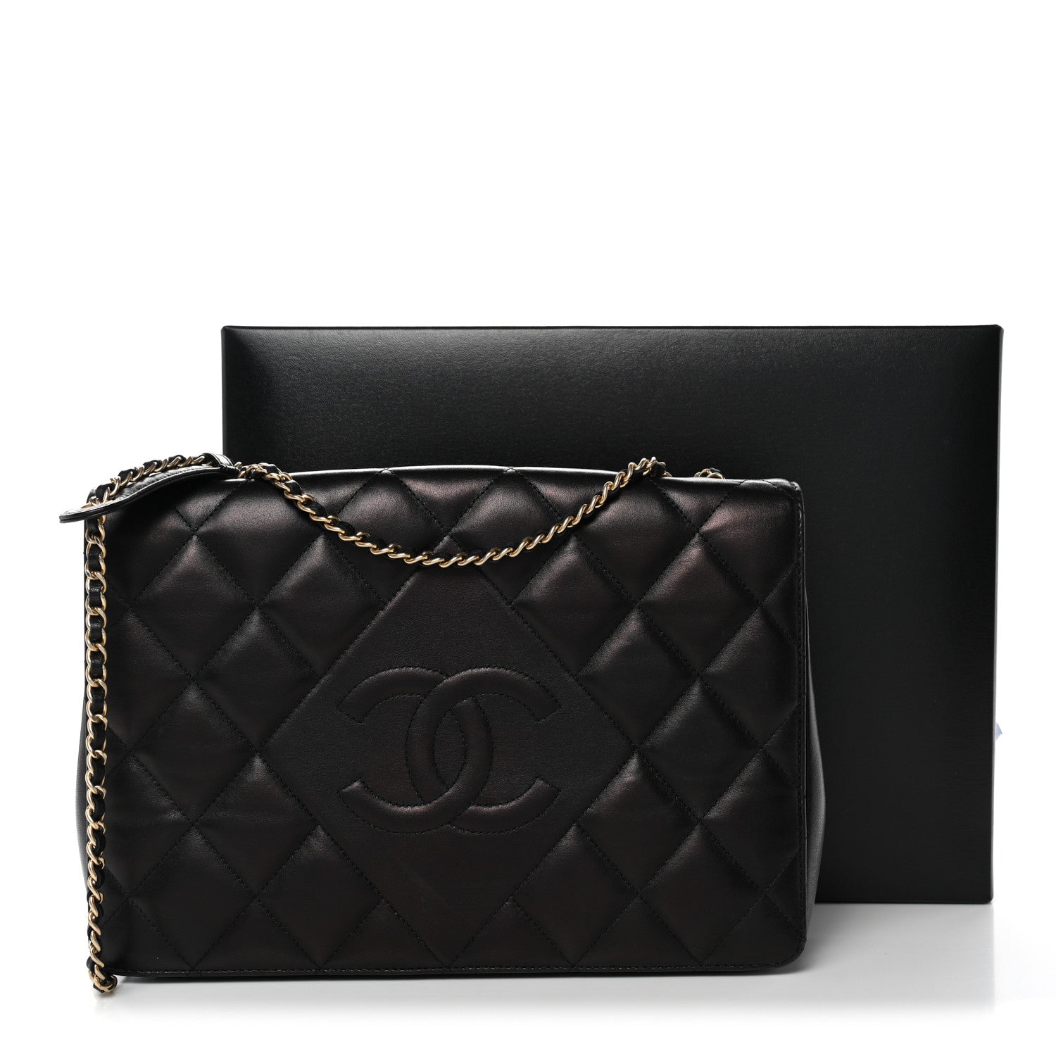 Lambskin Quilted Medium Diamond CC Flap Black