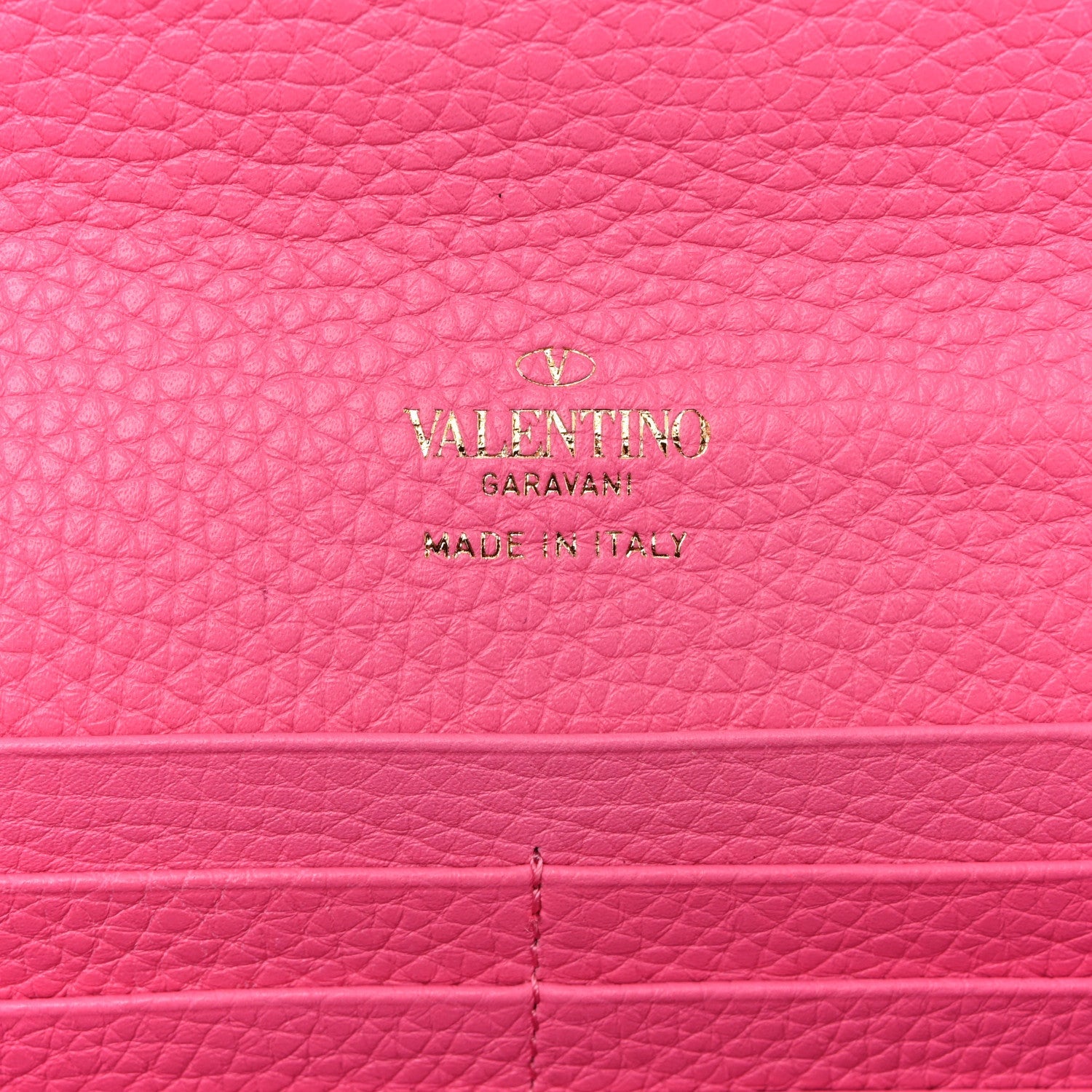 Pebbled Calfskin Rockstud Flip Lock Wallet On Chain Feminine Pink