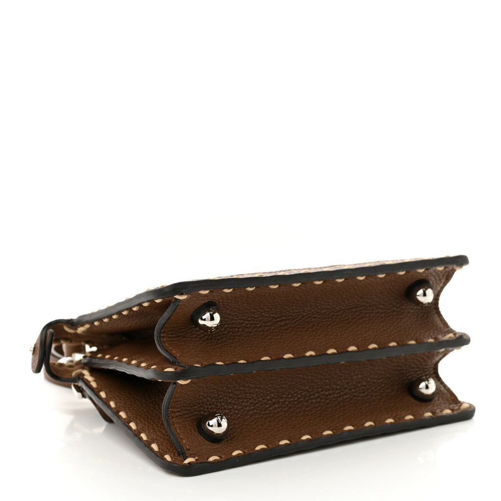 Cuoio Romano Raffia Woven Petite Peekaboo I SEE U Satchel Natural Gianduia