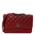 Caviar Quilted Flap With Chain Red