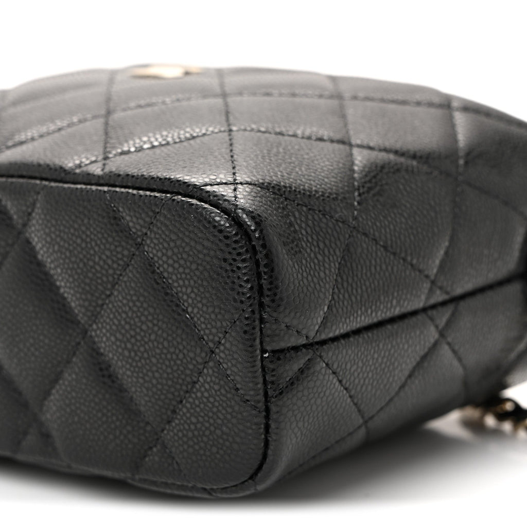 Caviar Quilted Hobo Clutch With Chain  Black