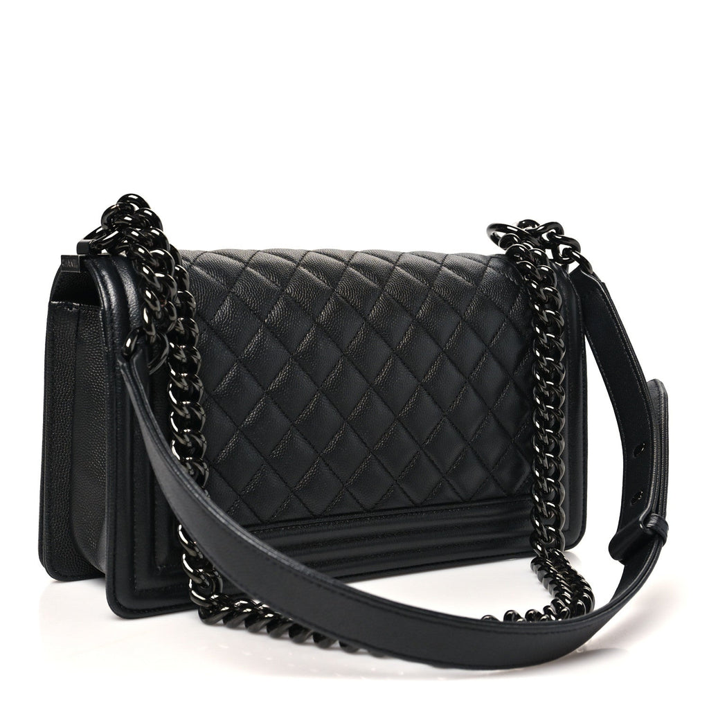 Caviar Quilted Medium Boy Flap So Black