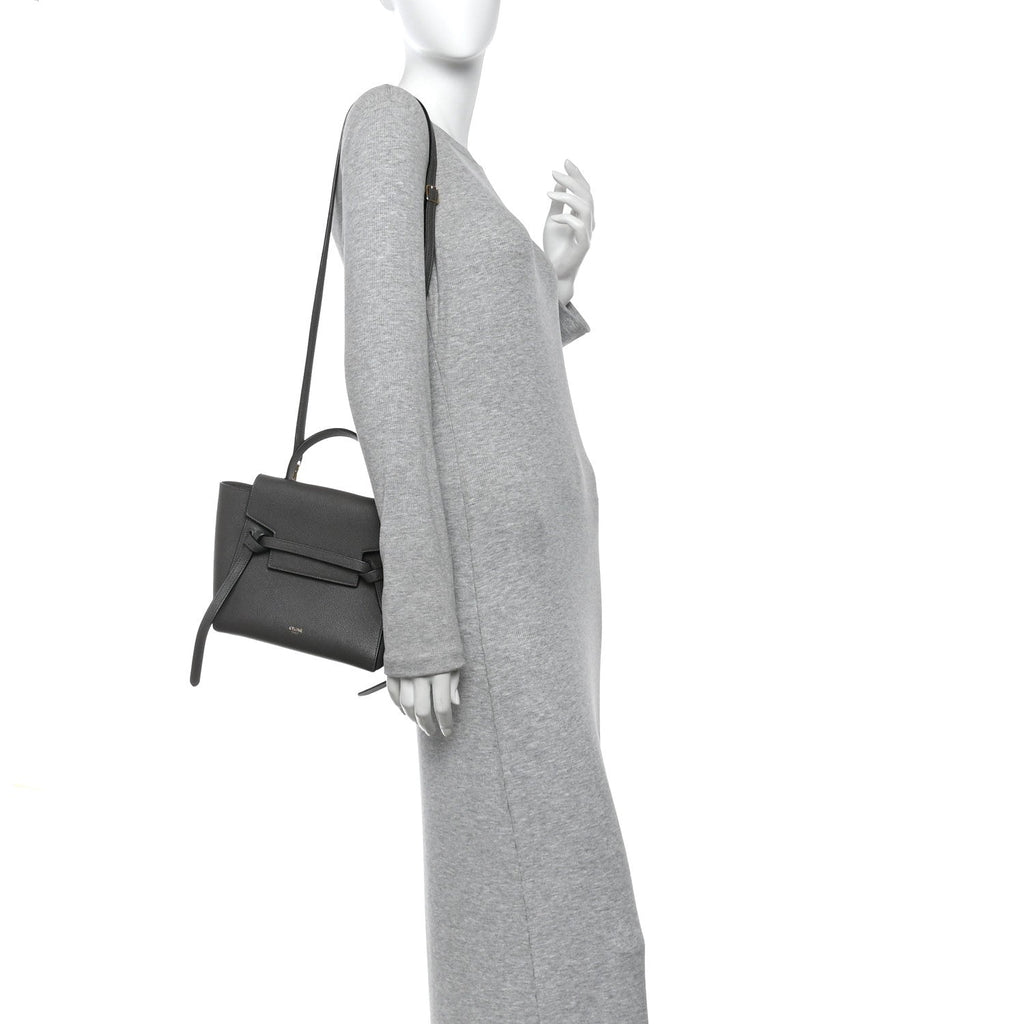 Grained Calfskin Nano Belt Bag Grey
