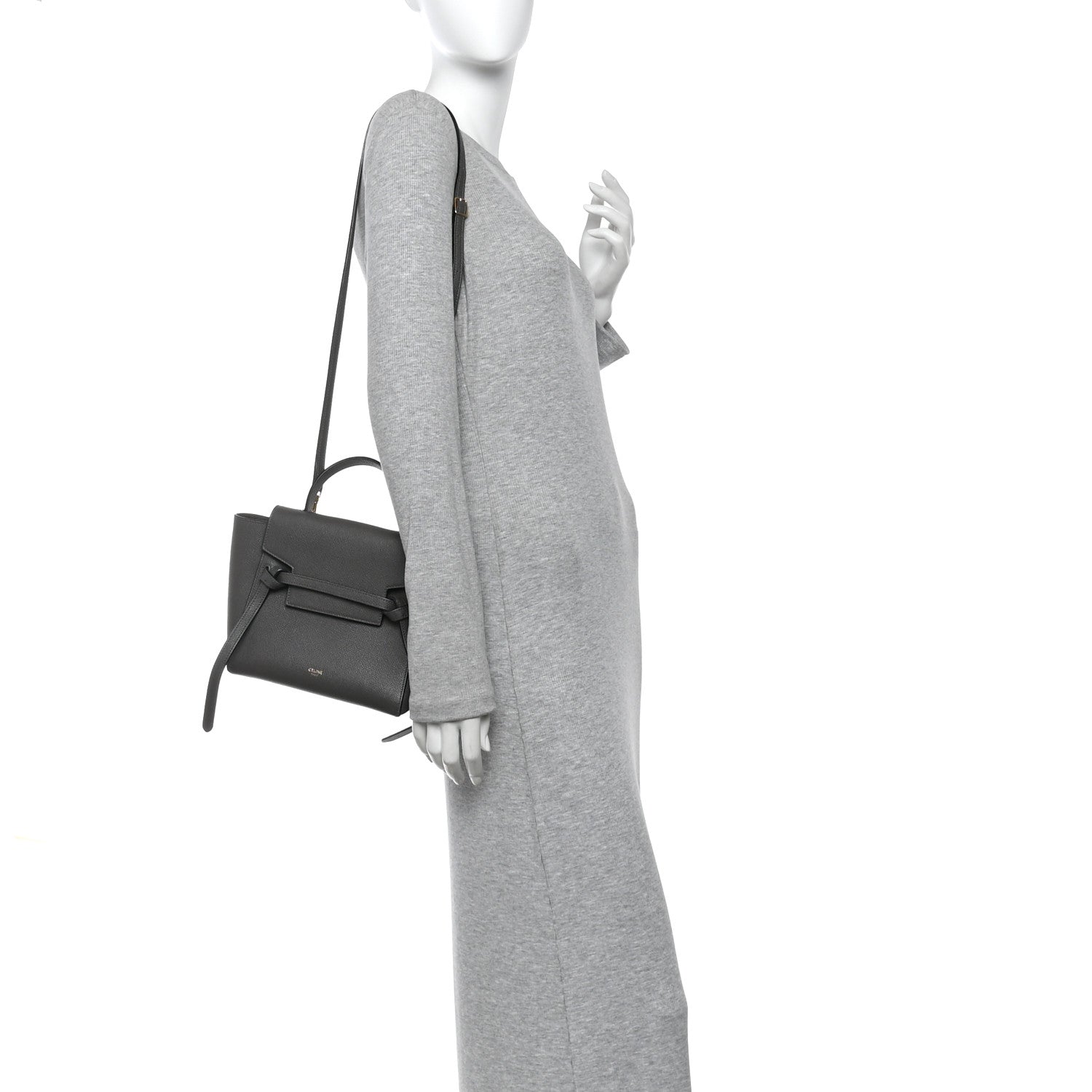 Grained Calfskin Nano Belt Bag Grey