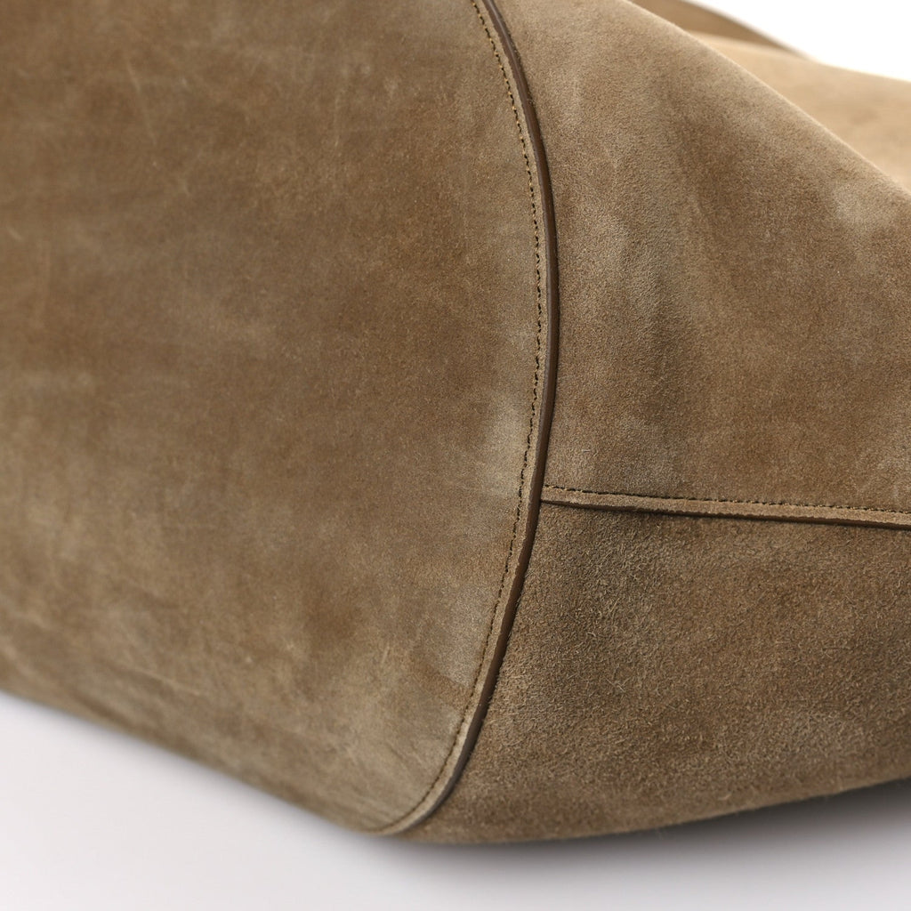 Suede Calfskin Medium Lotus Tote Mud