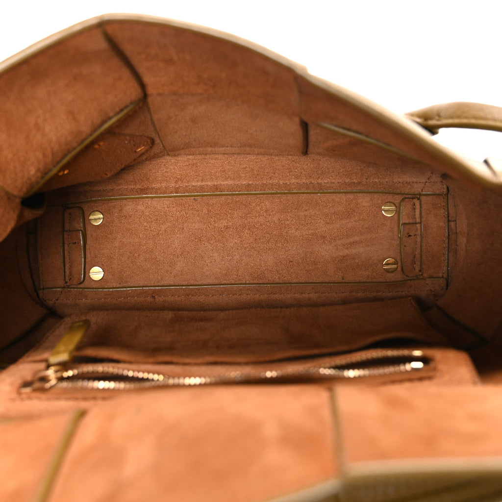 Grained Calfskin Maxi Intrecciato Small Arco Moutarde