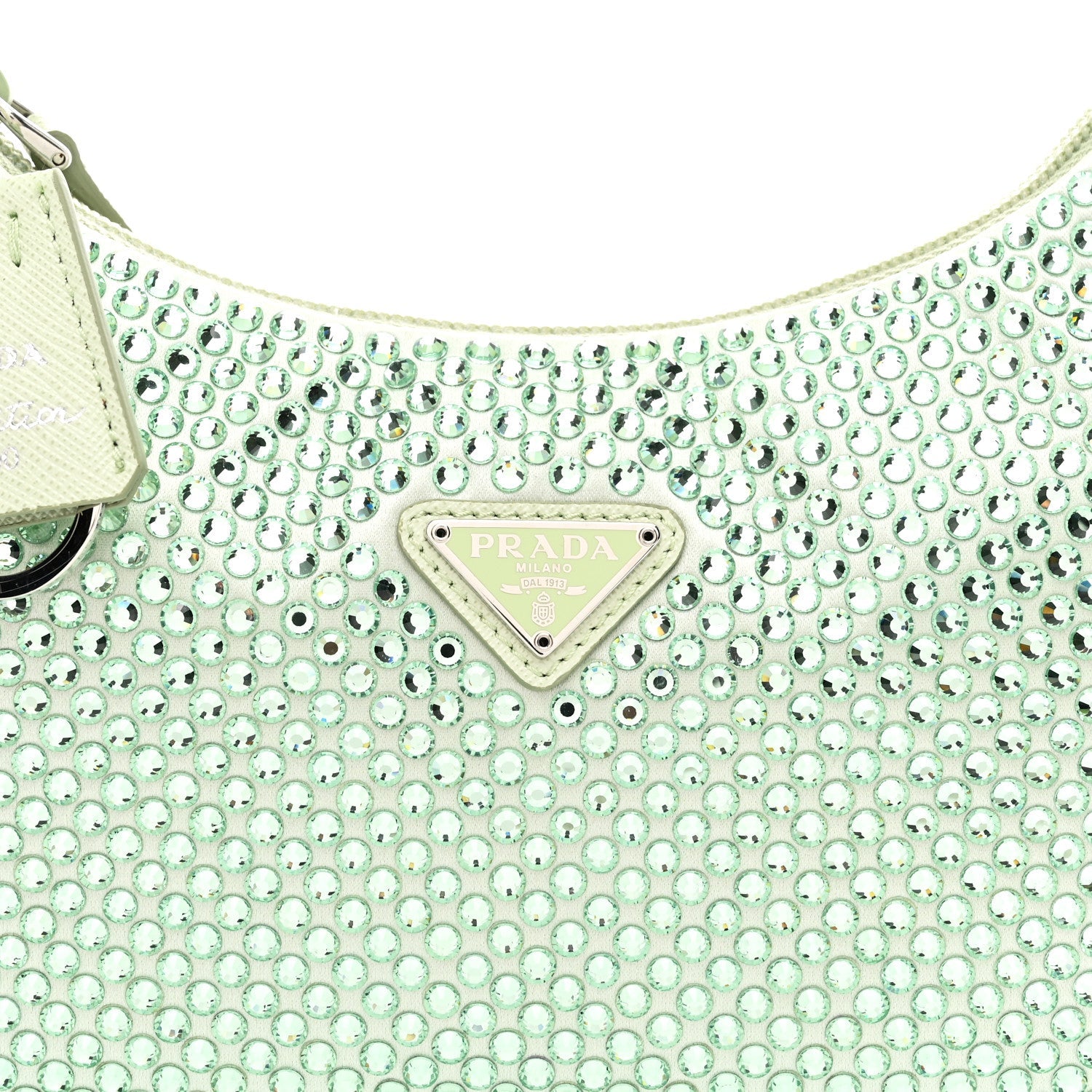 Satin Crystal Mini Re-Edition 2000 Bag Acqua