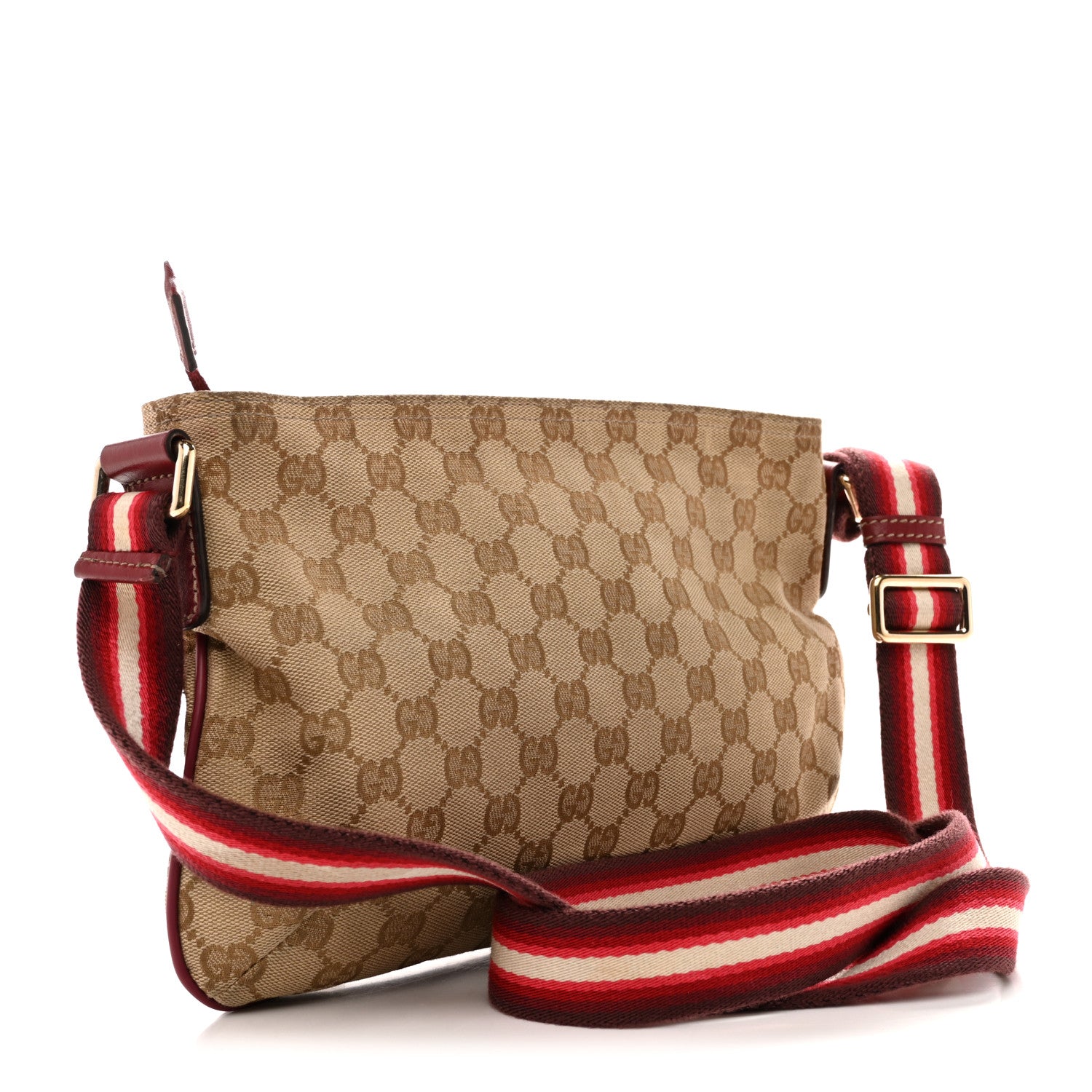 Monogram Web Small Flat Messenger Crossbody Pink Gold