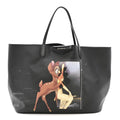 Textured Coated Canvas Bambi Print Large Antigona Tote Black