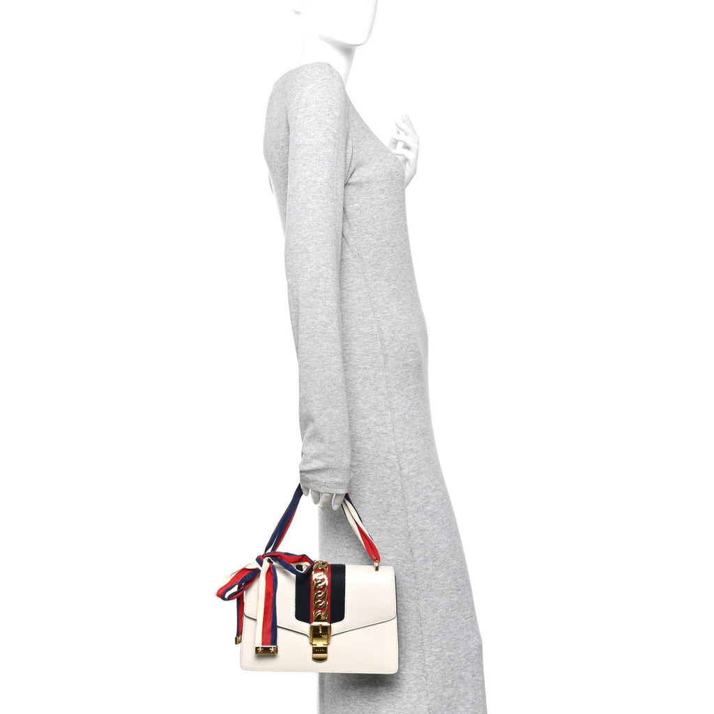 Calfskin Small Sylvie Shoulder Bag Off White