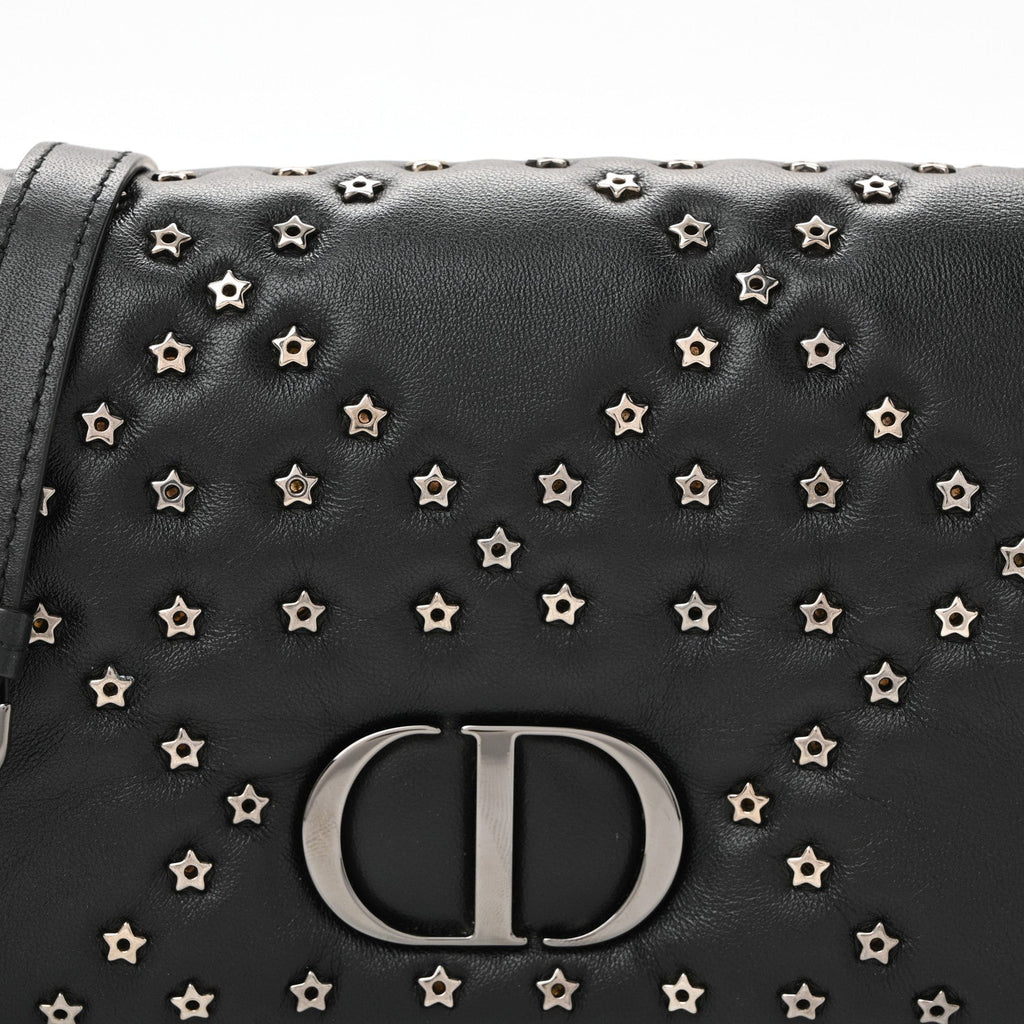 Calfskin Star Motif Macrocannage Mini Caro Bag Black