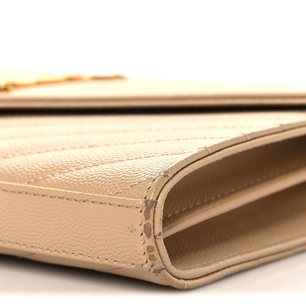Grain De Poudre Matelasse Chevron Monogram Chain Wallet Nude Powder