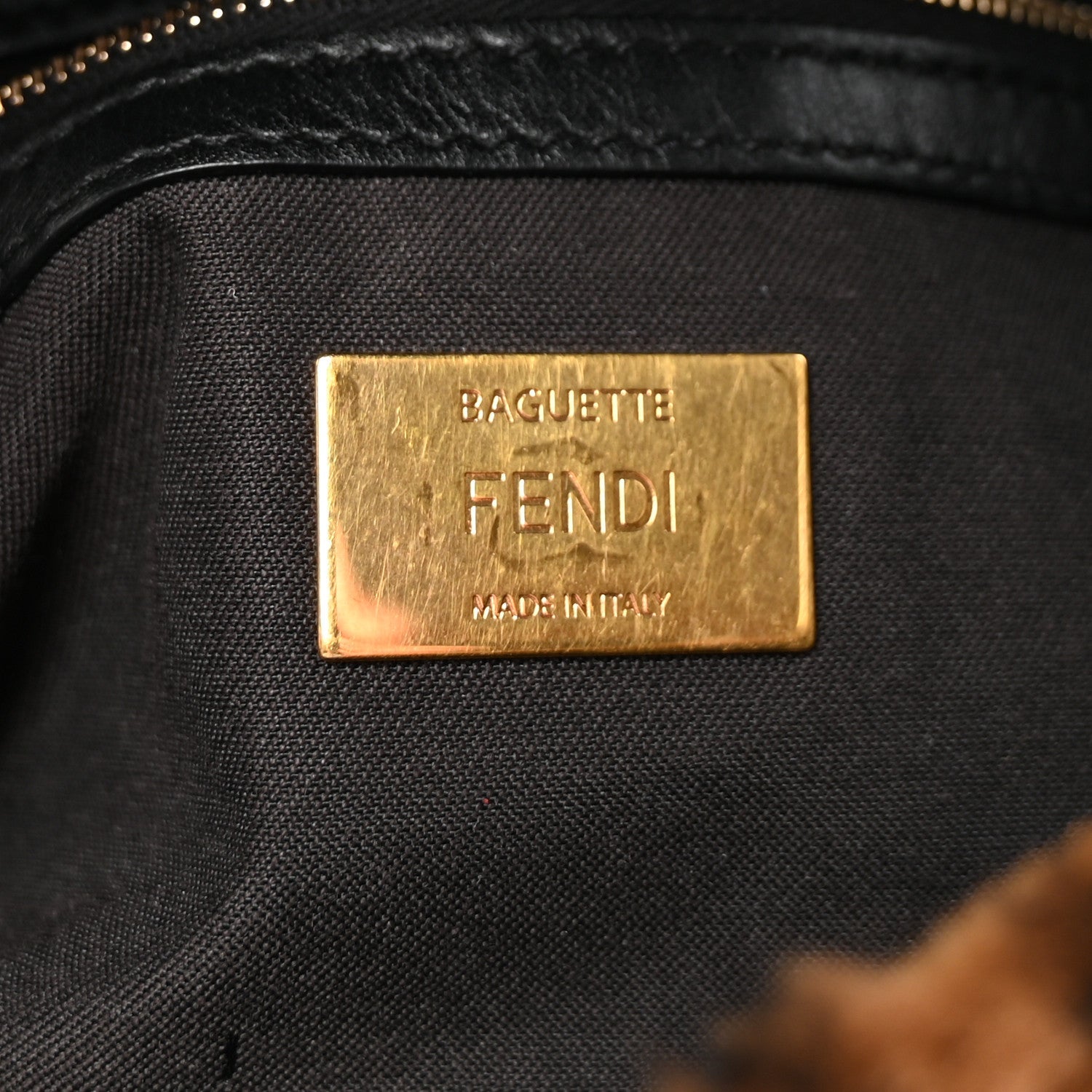 Shearling Vitello Dolce Macro FF 1974 Baguette Tobacco Black