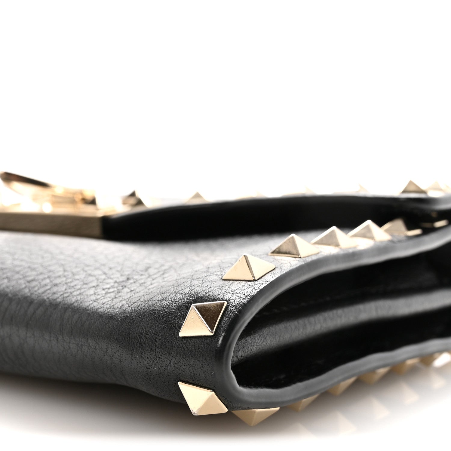 Pebbled Calfskin Rockstud Flip Lock Shoulder Bag Black
