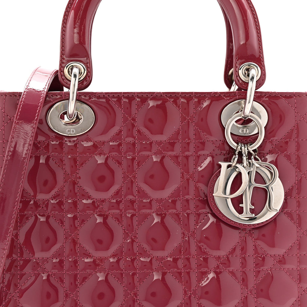 Patent Cannage Medium Lady Dior Dark Pink