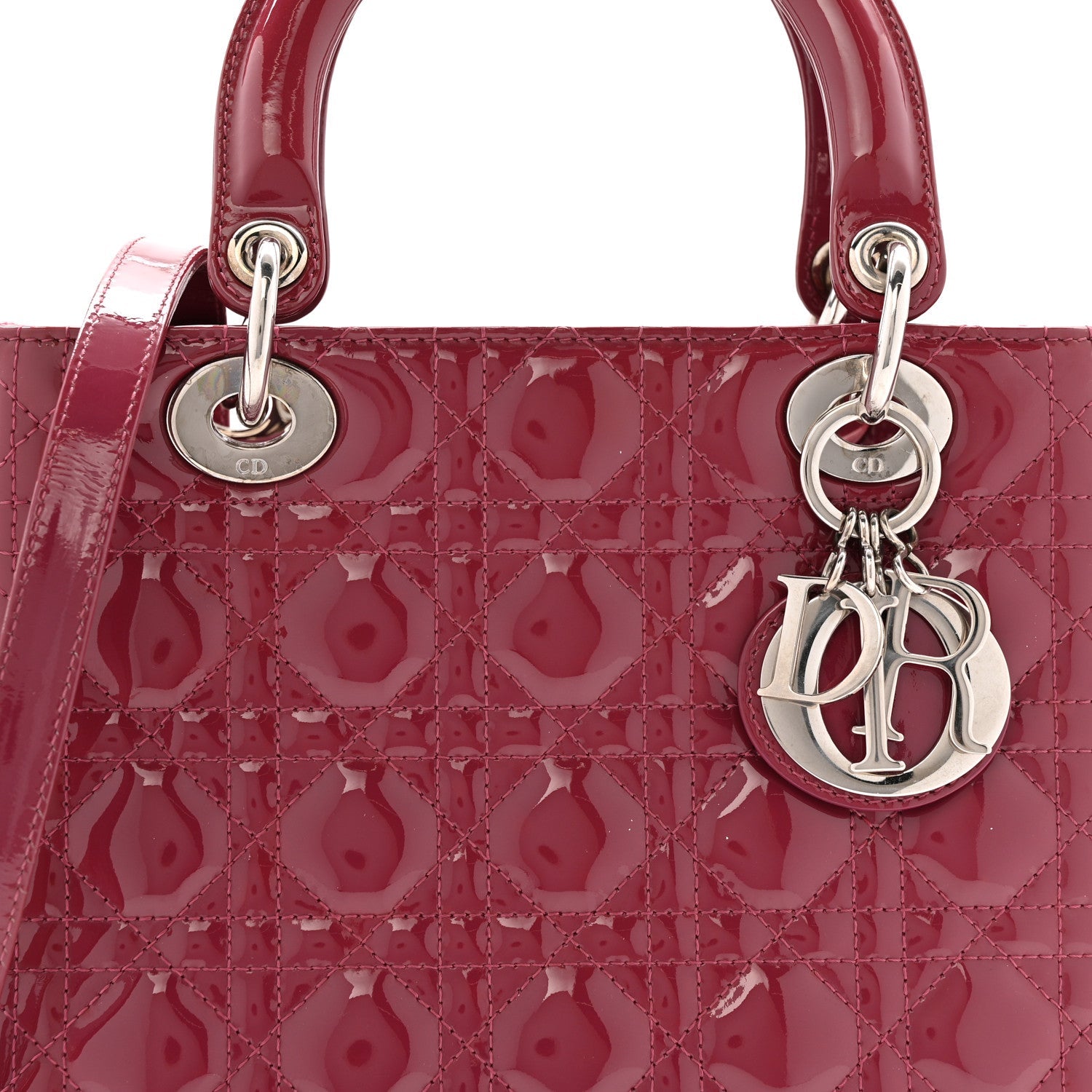 Patent Cannage Medium Lady Dior Dark Pink