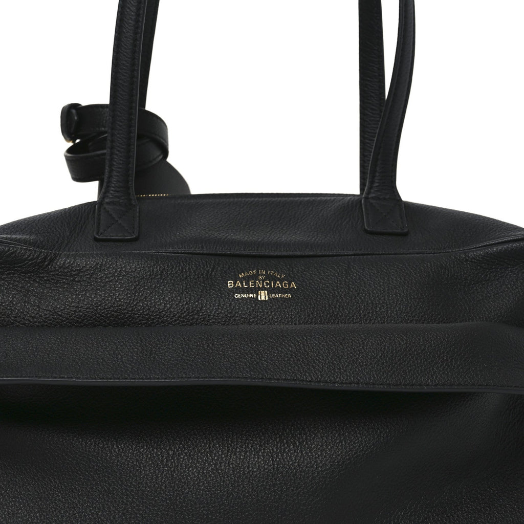Grained Calfskin Medium Carrie Bowling Bag Black