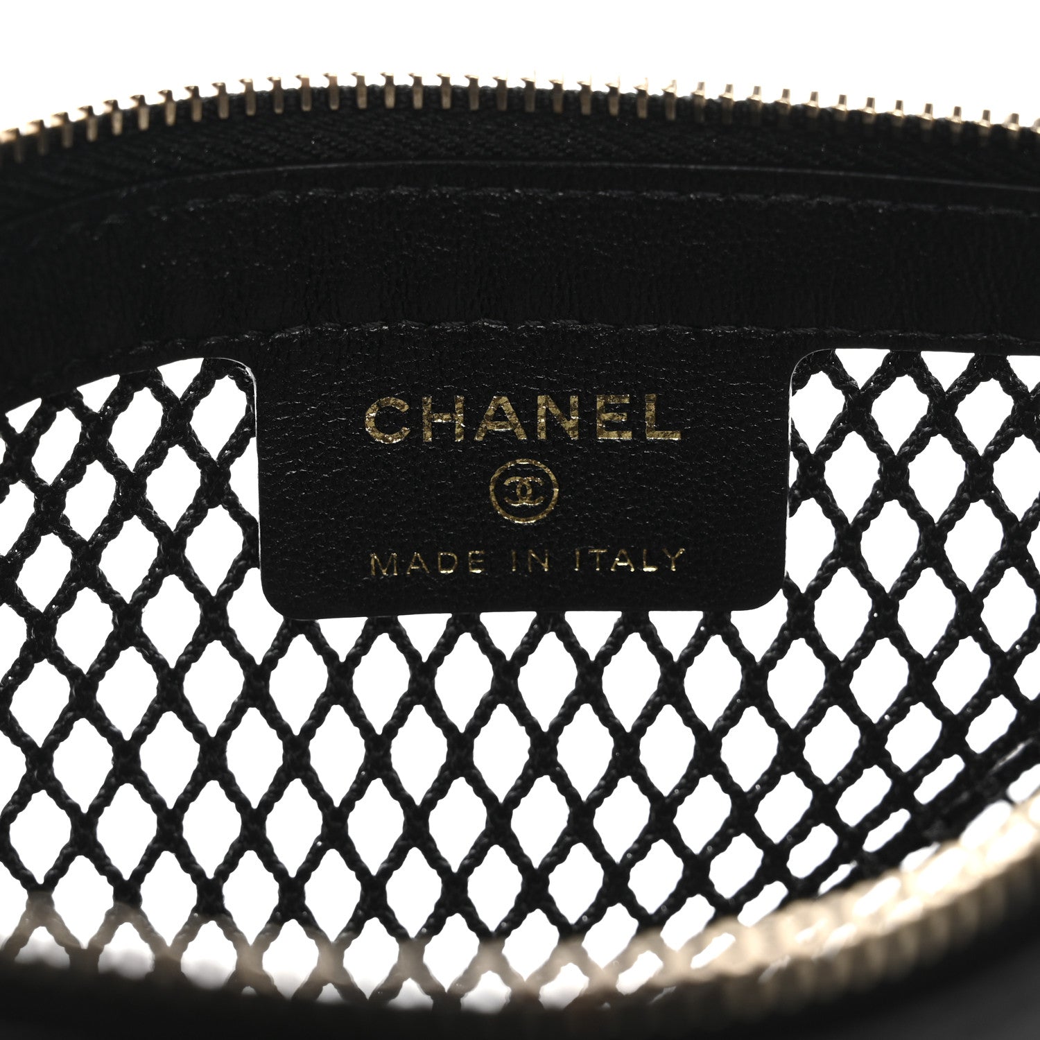Mesh Shiny Lambskin Clutch With Chain Black