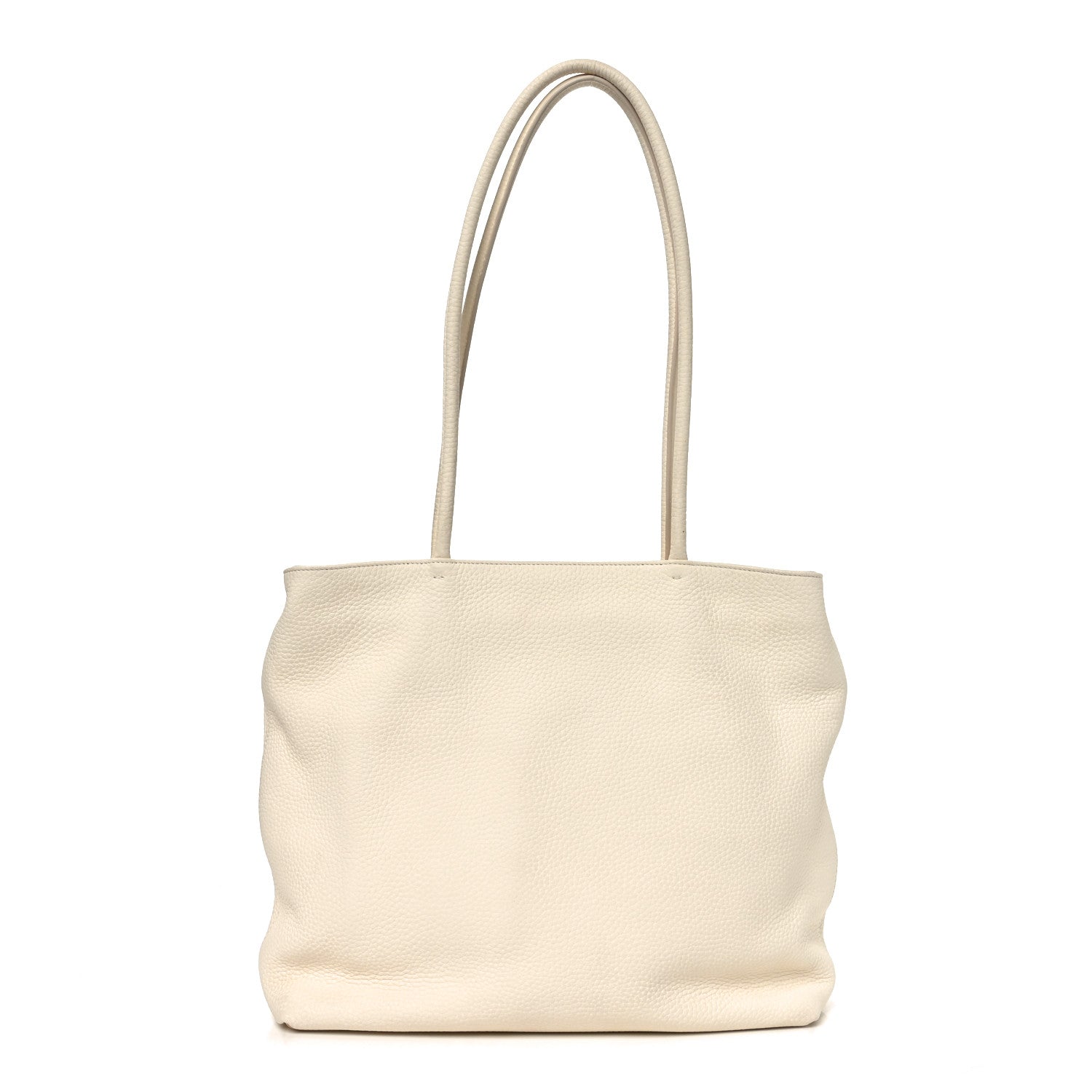 Grained Calfskin Medium Portfolio Tote Ivory