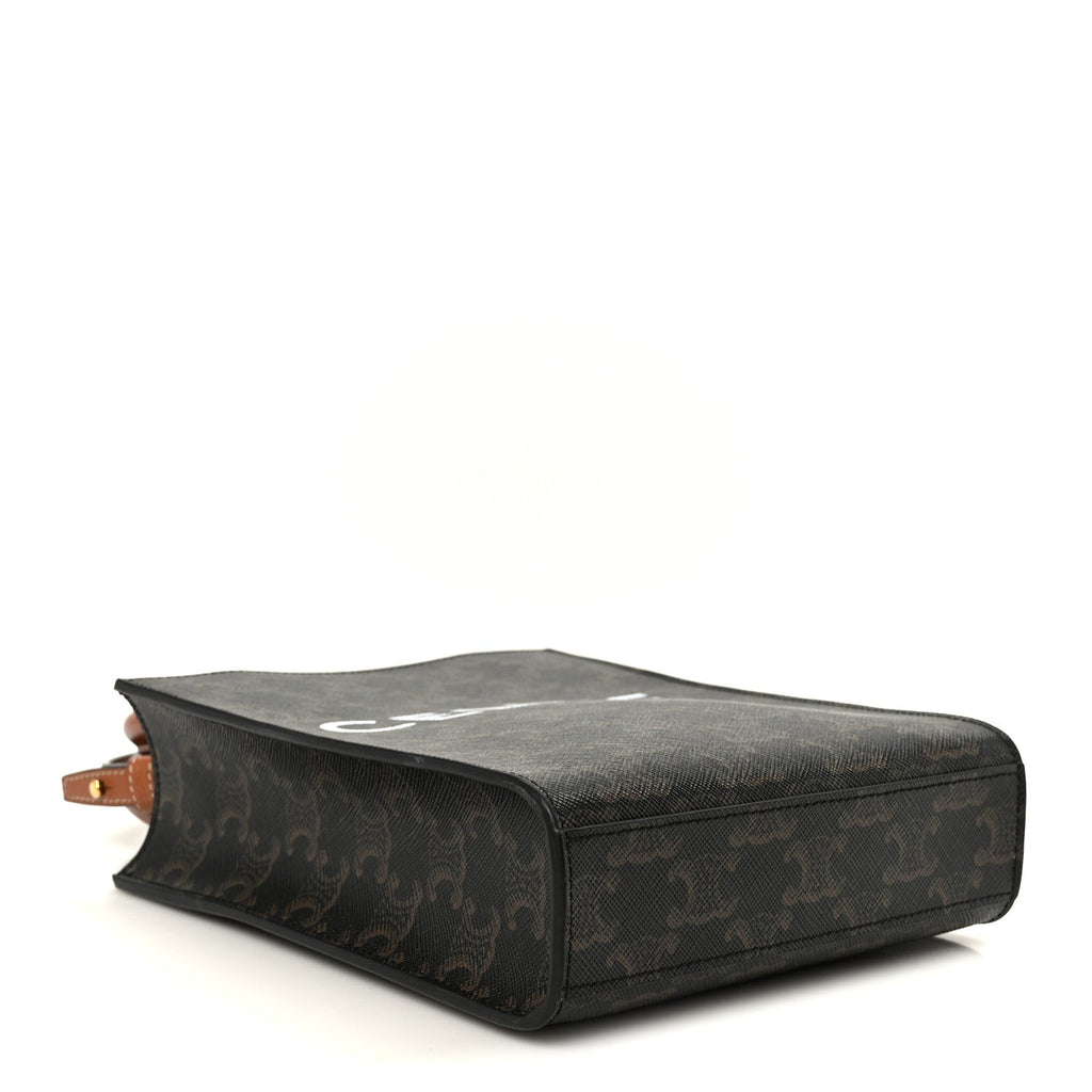 Triomphe Canvas Calfskin Mini Vertical Cabas Tan